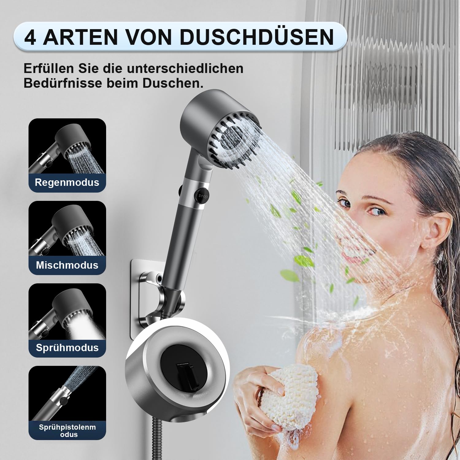 Tecmolog Duschkopf Mit Schlauch Und Halterung Kunststoff 5 Modi
