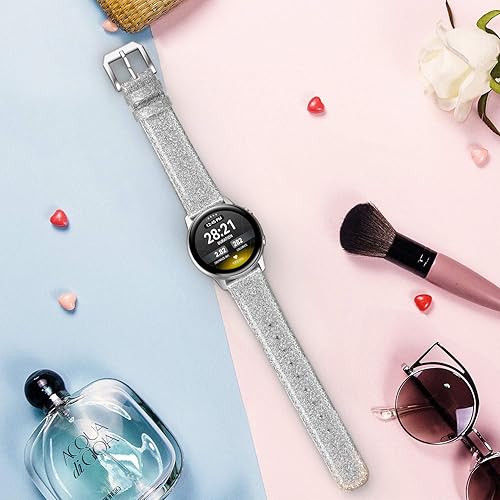 Vista 31 de Correa de piel compatible con Samsung Galaxy Watch 3 de 41 mm / Galaxy Watch Active de 40 mm / Active 2 44mm / Galaxy Watch de 42 mm, 20 mm de piel