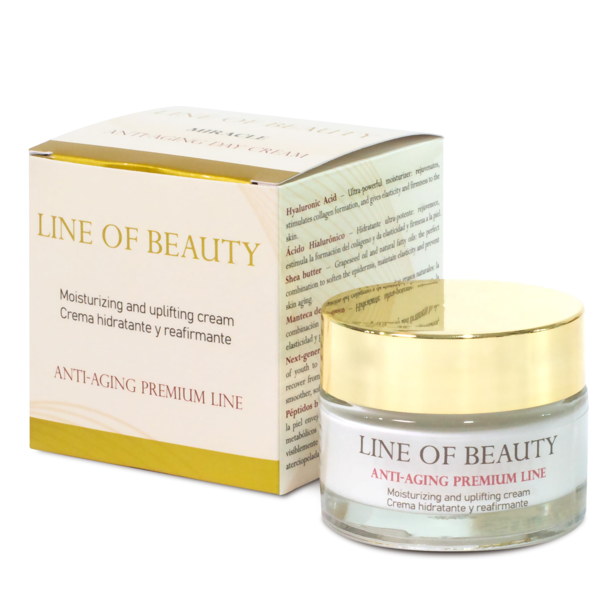LINE OF BEAUTY Crema Antiedad Efecto Tensor, Botox, Lifting | Ácido Hialurónico + Péptidos Biométricos | Regenera, Hidrata, Revitaliza tu Piel | Antiarrugas y Firmeza | 50 ml | Fabricado en España
