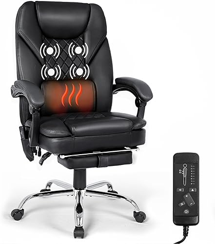 Silla de oficina ejecutiva de cuero de 400 libras con diseño ergonómico y función reclinable, cómoda silla de escritorio para computadora con