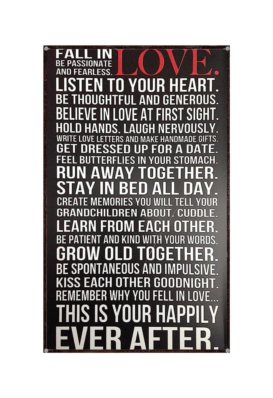 HSMXNEONJB Vintage Fall Metal Sign Passionate and Fearless Love Quote Rustic Distressed Wall-Art Motivational Decor for Kitchen Bar Farmhouse 8 X 12 in