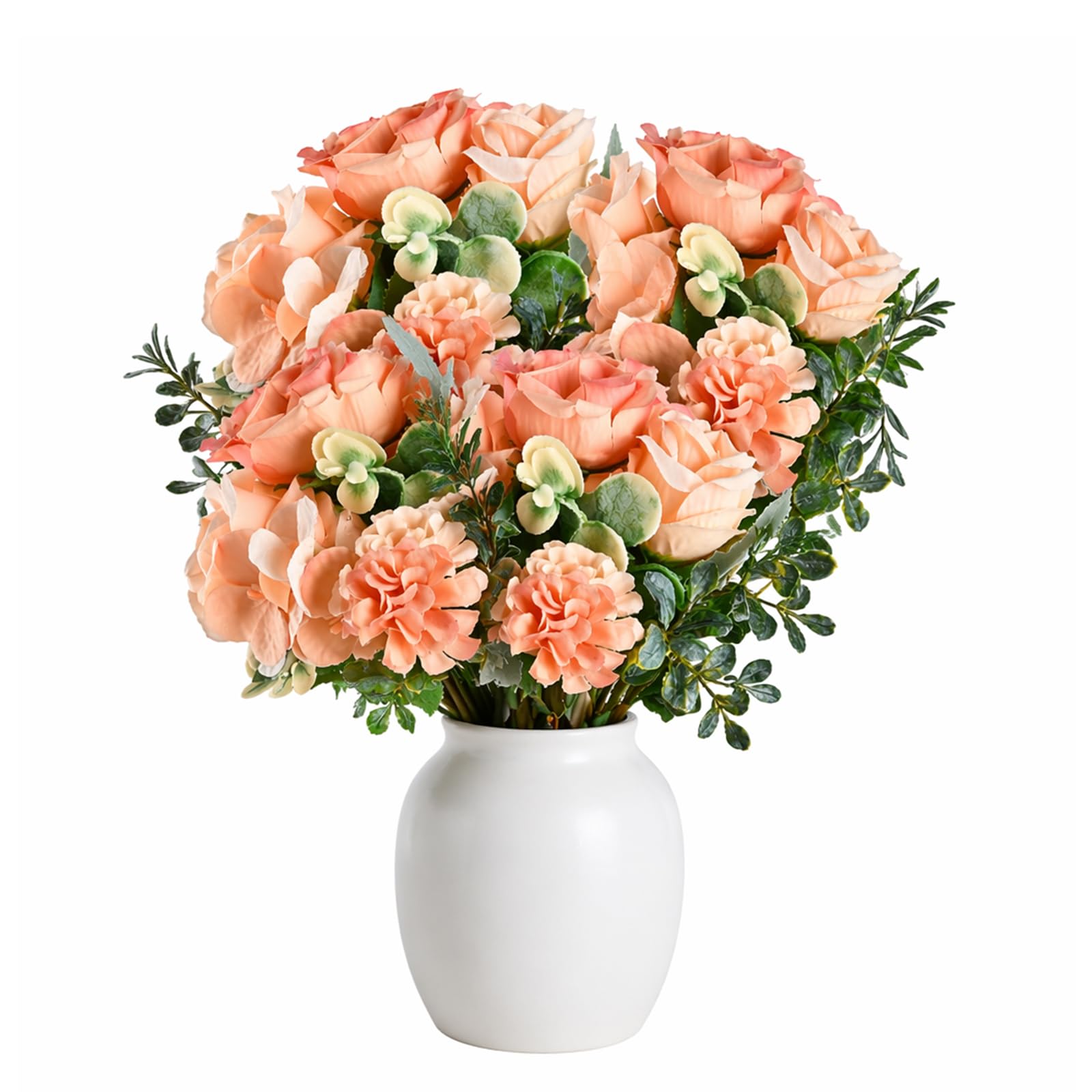 Meralo 4 Bunches Artificial Peonies and Hydrangea Fake Flowers (Champagne)
