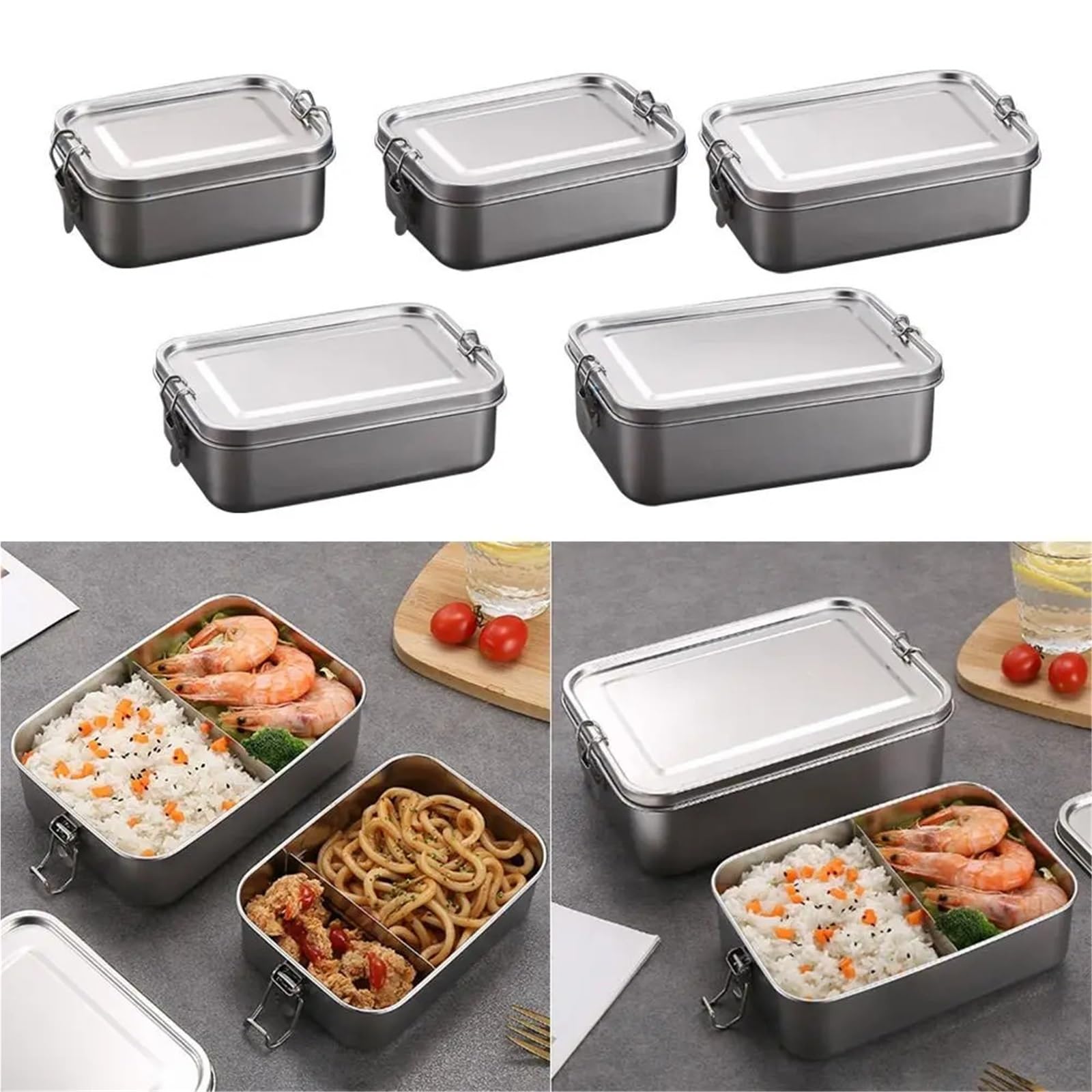 Bento Box in acciaio inossidabile da 6 pezzi Per Il Cibo