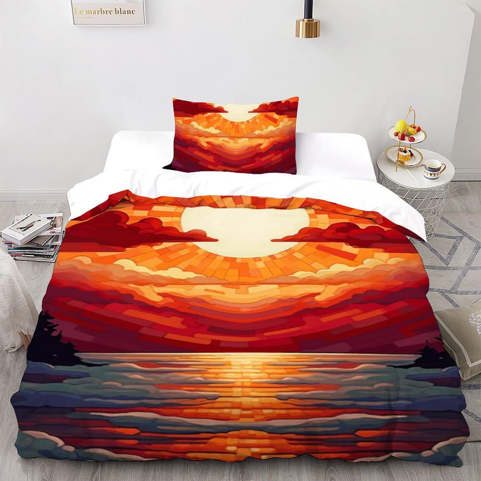 Housse de couette 135x200cm paysage 3D pour chambre de garçon