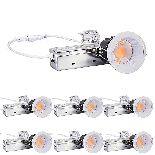 2 Inch 5CCT Recessed LED Lights, Selectable Color Temperature & Dimmable Downlight, 780-840LM, Anti-Glare/Adjustable/IP65 Waterproof Options, Canless for Indoor & Outdoor Lighting - ETL/UL (6 Pack)