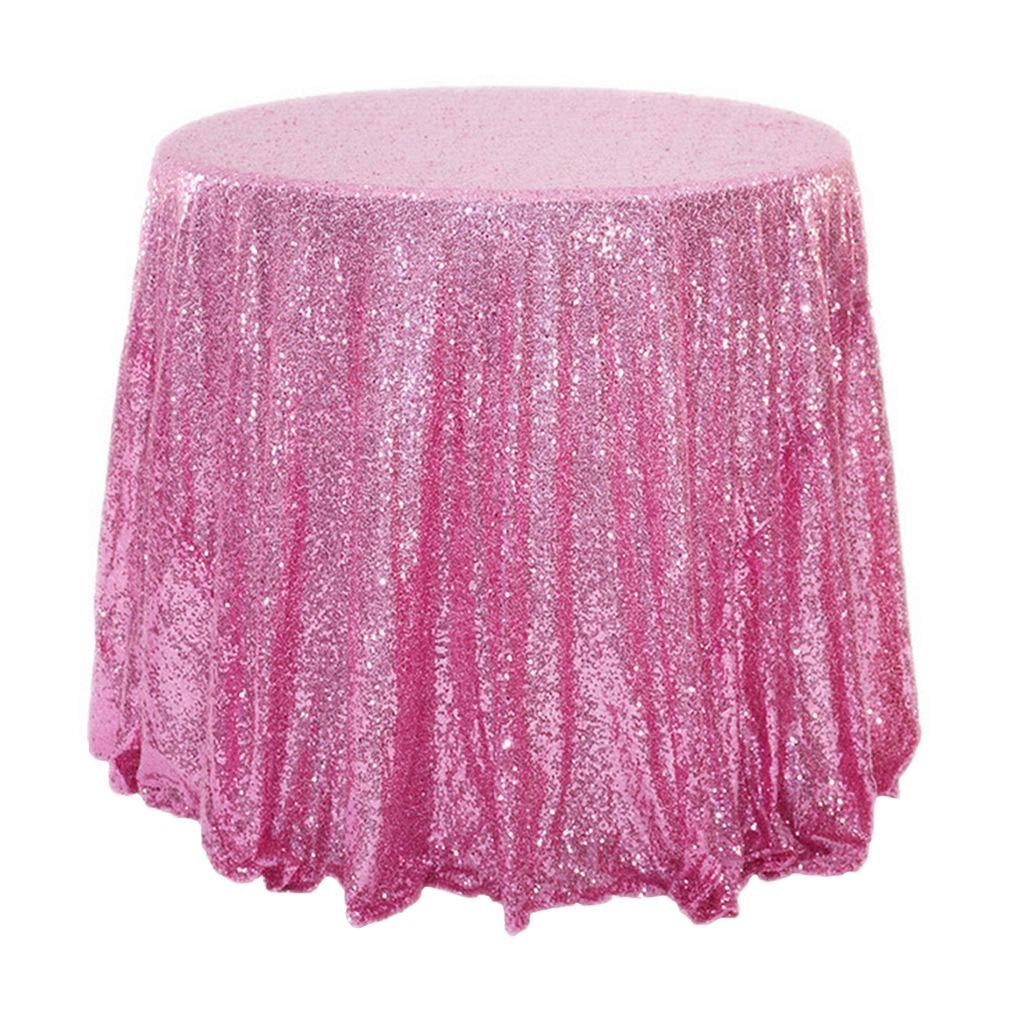 Nappe paillettes rose 200cm ronde pour illuminer vos tables de fête et de mariage