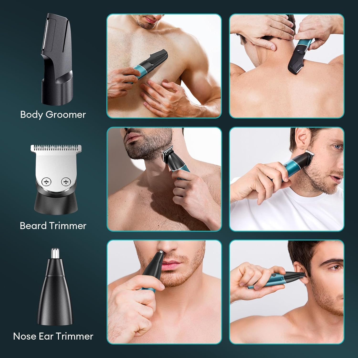 kensen Body Hair Trimmer with three interchangeable heads