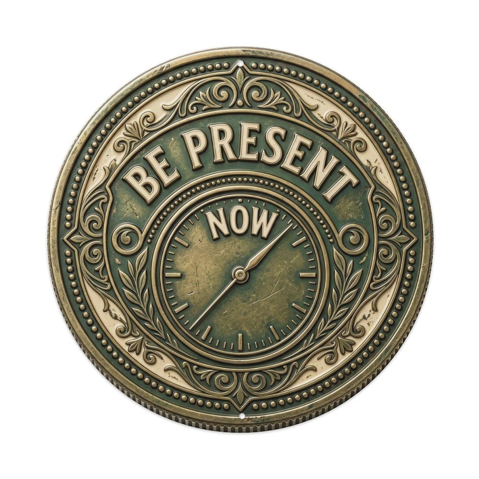 Cwbufd Vintage Style Be Present Classic Garage Display Retro Slogans Vintage Metal Tin Sign Plaque Wall Decor For Cafe, Club Bar, Office, Garden Metal Poster 8X8inch