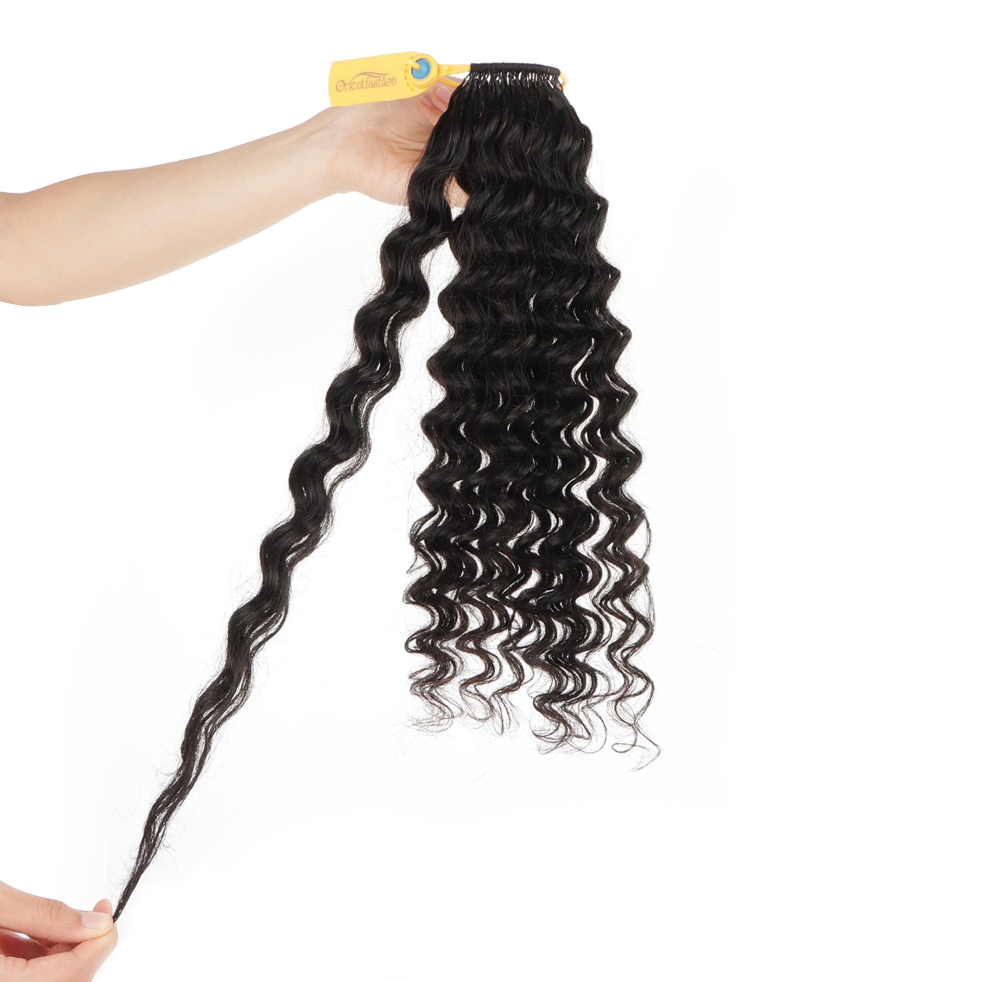 50g/1Pack Miracle Knots Crochet Human Hair, 18 inch Crochet Human Hair Deep Wave Pre-Separated Invisible Feather Crochet Braids Natural Hair for Black Women (#NA, Deep Wave, 18pouces)