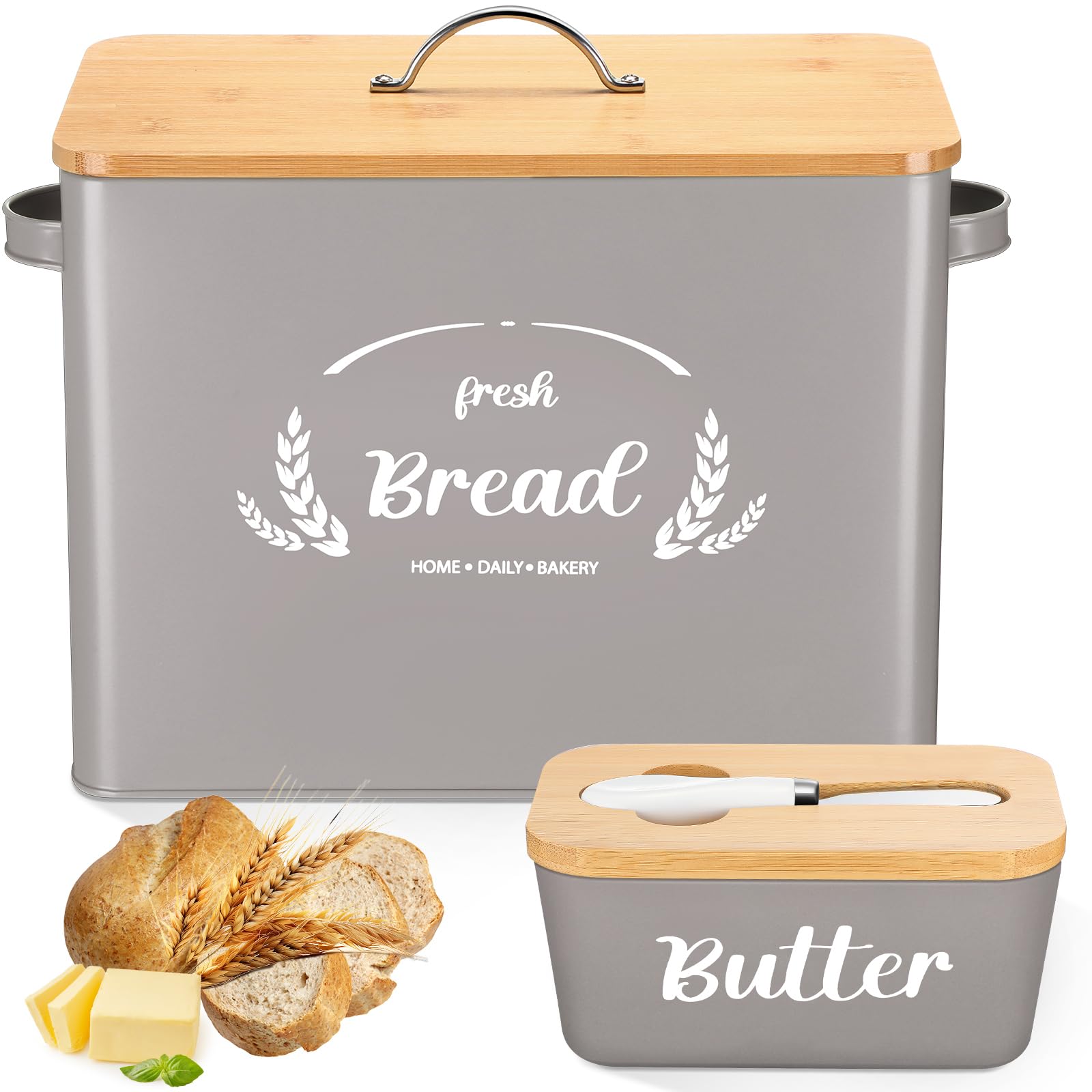 Amazon.com: Qinyoung 2 Pcs Large Bread Box Set for Kitchen