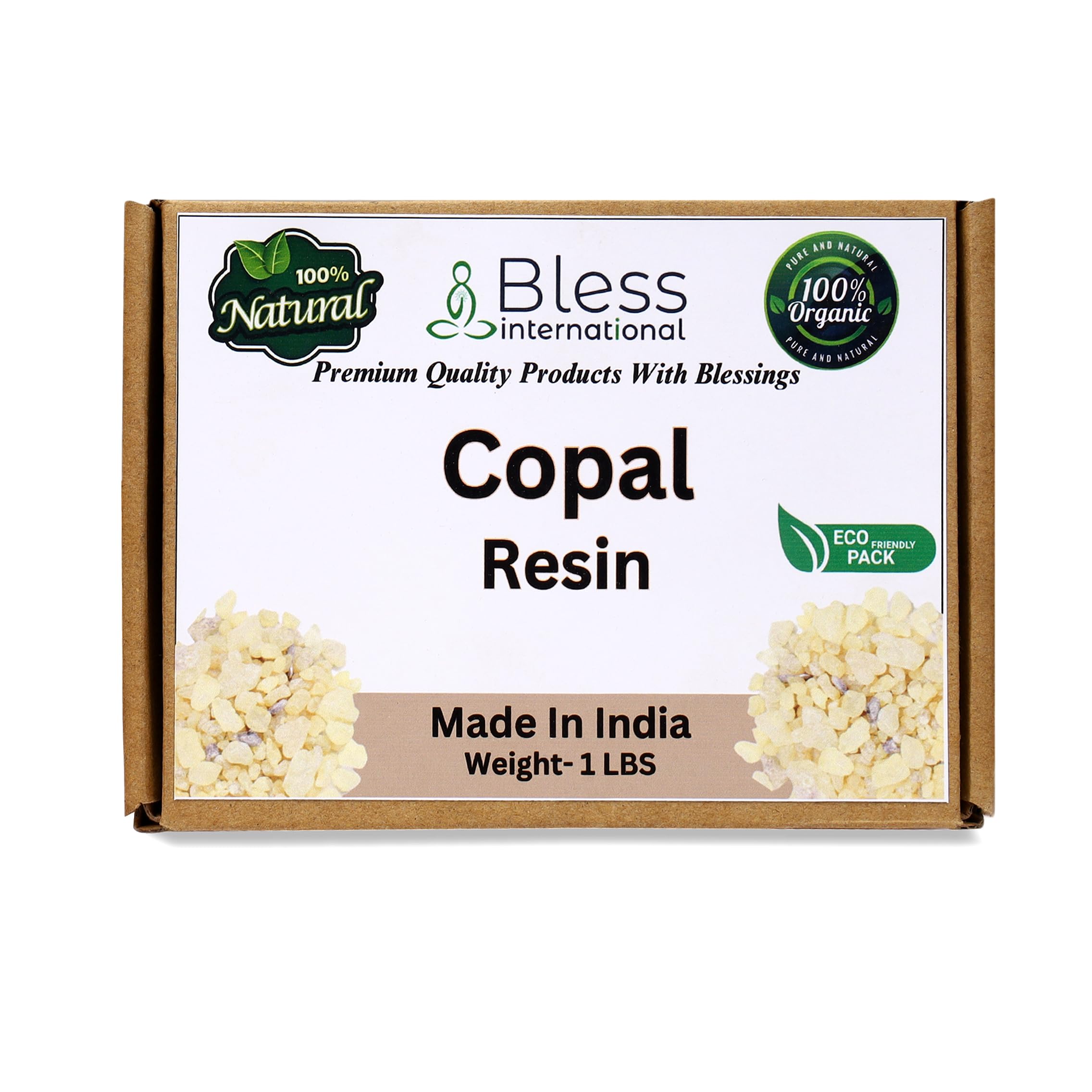 Bless InternationalPremium Grade A Indian White Copal Resin Dammar 100% Pure Natural Organic Blanco Tree Sap Gum Incense Sacred Aroma for Meditation Cleansing Wellness 1Lb-453.6-Grams-16-Ounce