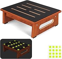 Vista 16 de Taburete de un paso para adultos mayores con superficie antideslizante de goma, taburete de madera resistente con capacidad de 450 libras, escalones