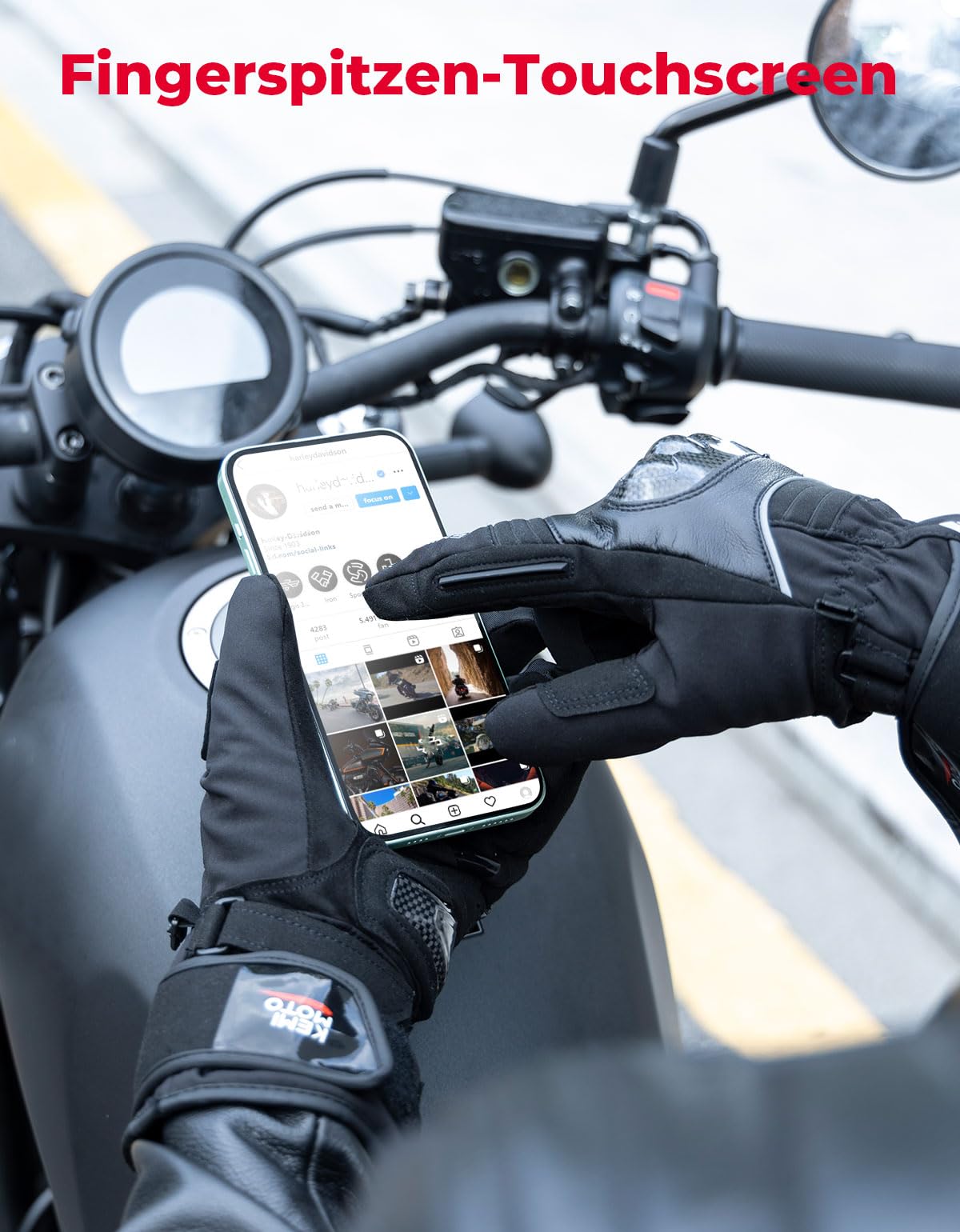 KEMIMOTO Winter Motorradhandschuhe, wasserdichte und Winddichte Motorradhandschuhe für 0°C~5°C, Verschleißfeste Handschuhe mit Kohlefaserschale,Touchsreen Winter Thermo Handschuhe für Skifahren
