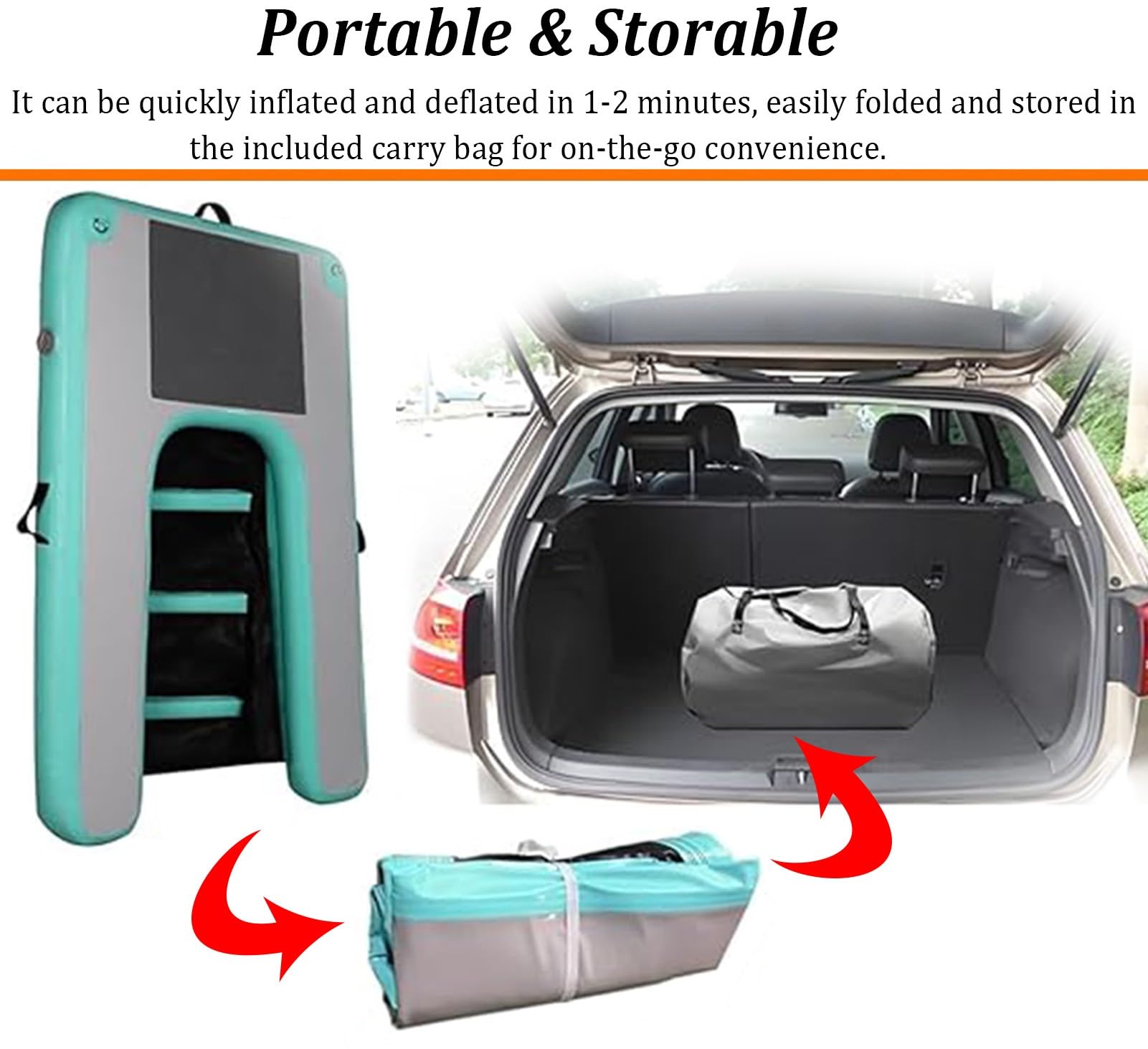 Rampa Piscina para Perros Rampa Flotante para Perros con Accesorios Inflables y de Mantenimiento, Escalera de Piscina para Perros Pequeños y Grandes, Plataforma para Embarcación y Muelle para Perros(L