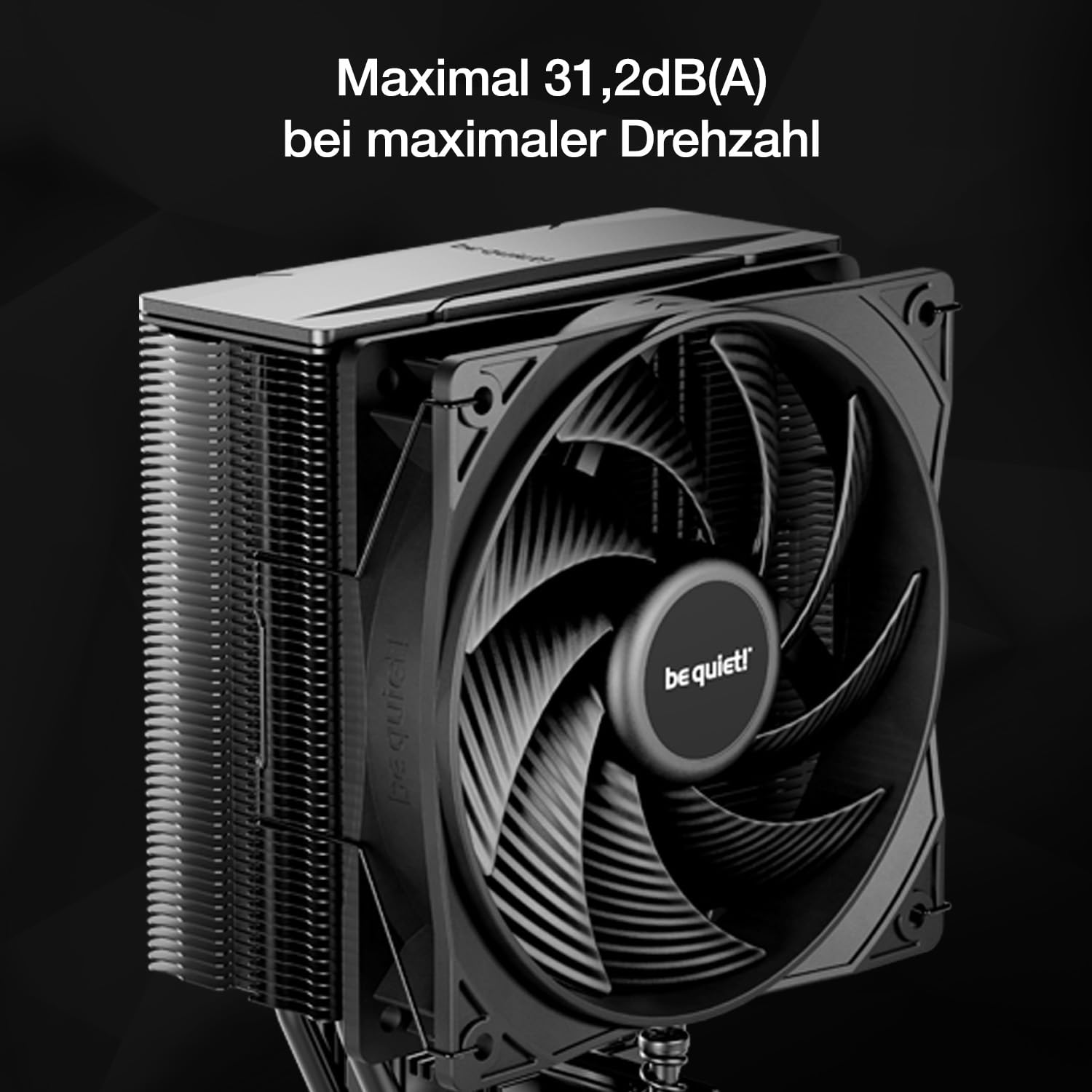 be quiet! Pure Rock 3 Black Luftkühler, sehr hohe Kühlleistung, 4 Hochleistungs-Heatpipes mit HDT-Technologie, optimierter Pure Wings 3 120mm PWM- Lüfter, vorinstallierte Montagebrücke