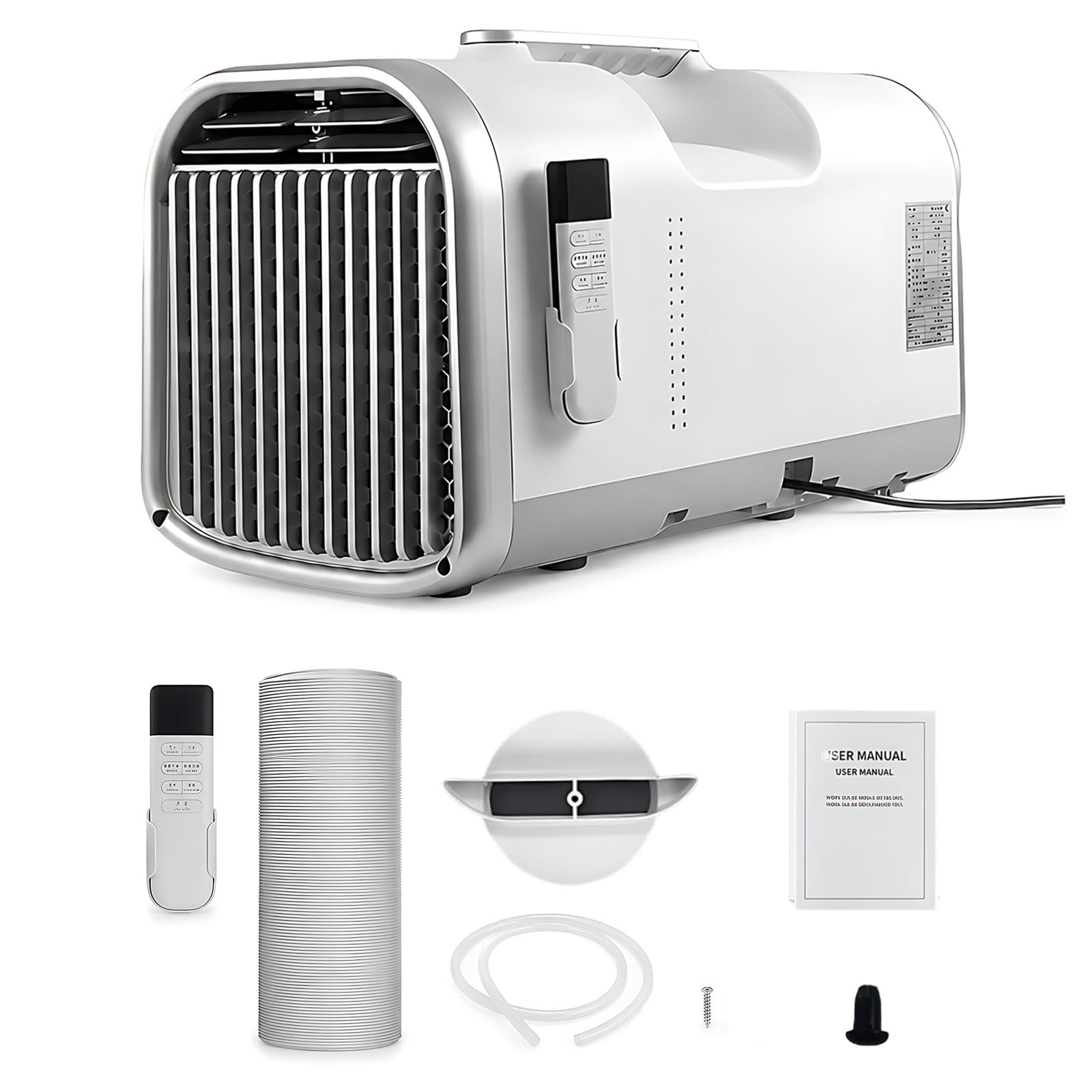 Voice Controlled Mobile Aircon for Rooftop Tents Tailgate 400W Low Drain 5100 BTU Compressor AC Unit Waterless Auto Evaporation Outdoor Survival Camp Gear(AC220V)