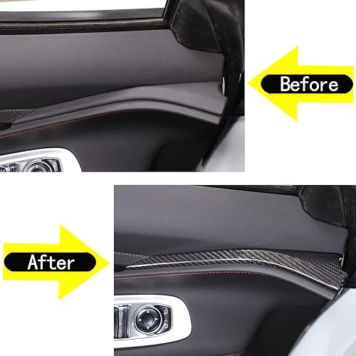 Miniatura 2 de Daeiclru Panel de puerta interior de automóvil de fibra de carbono real compatible con Chevrolet Corvette C8 2020-2023, tira decorativa para puerta