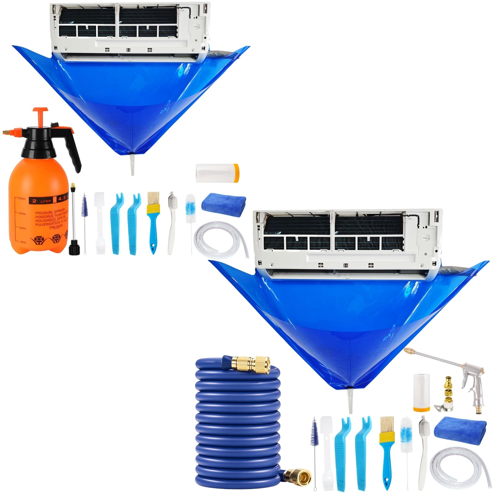 Oiktylr 29Pcs Mini Split Cleaning Kit with 50FT Hose Set + 2L High Pressure Sprayer, Air Conditioner Cleaning Kit for Mini Split Air Conditioners, AC Cleaning Bag Fits Systems 38in - 48in Long
