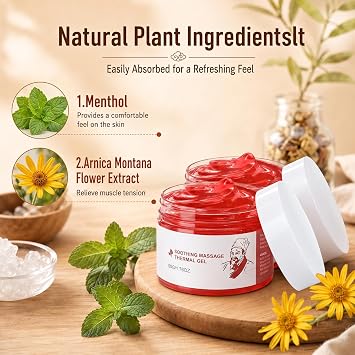 2 Pcs Warming Massage Gel for Body, Natural Herbal Body Massage Cream for Deep Tissue Massage to Relax Muscles, Non-Greasy Firming & Smoothing Skin Moisturizer for Daily Care, 1.76 Fl Oz
