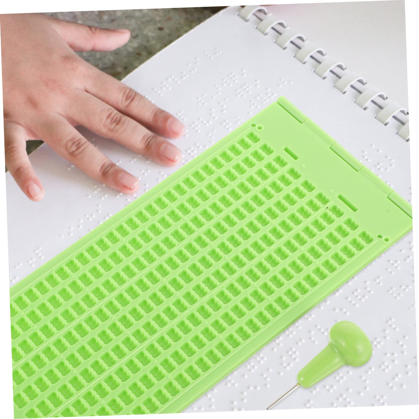 DOITOOL 4 Set Tavoletta Braille Piastra Di Scrittura Braille Per Non Vedenti Piastra Braille In Plastica Lavagna Per Scrittura Braille Per Trainer Non Vedenti Piastra Braille Verde Chiaro