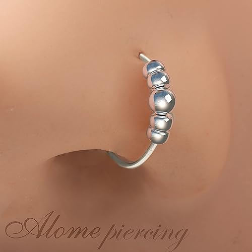 Vista 70 de Gold Nose Ring - Thin Tiny White Opal 24 Gauge Nose Hoop Rings -14k Gold Filled Smooth Comfortable Nose Piercing Jewelry For Women - Gift Ready