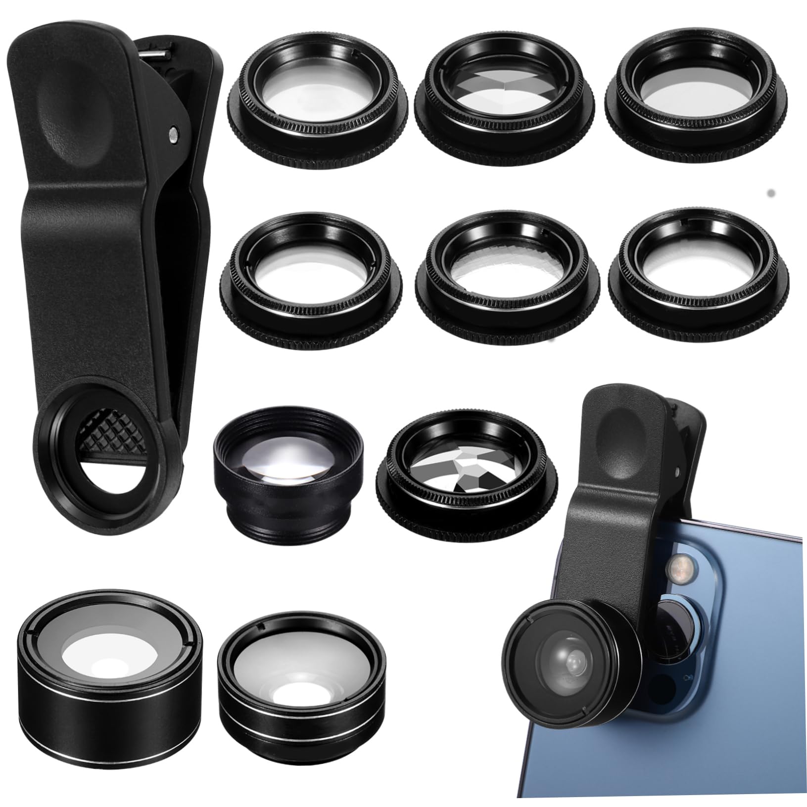 DOITOOL Juego De Lentes 11 En 1 para Cámaras Teléfonos Gran Angular Macro Ojo De Compacto Liviano Fácil De Transportar para Uso En Exteriores