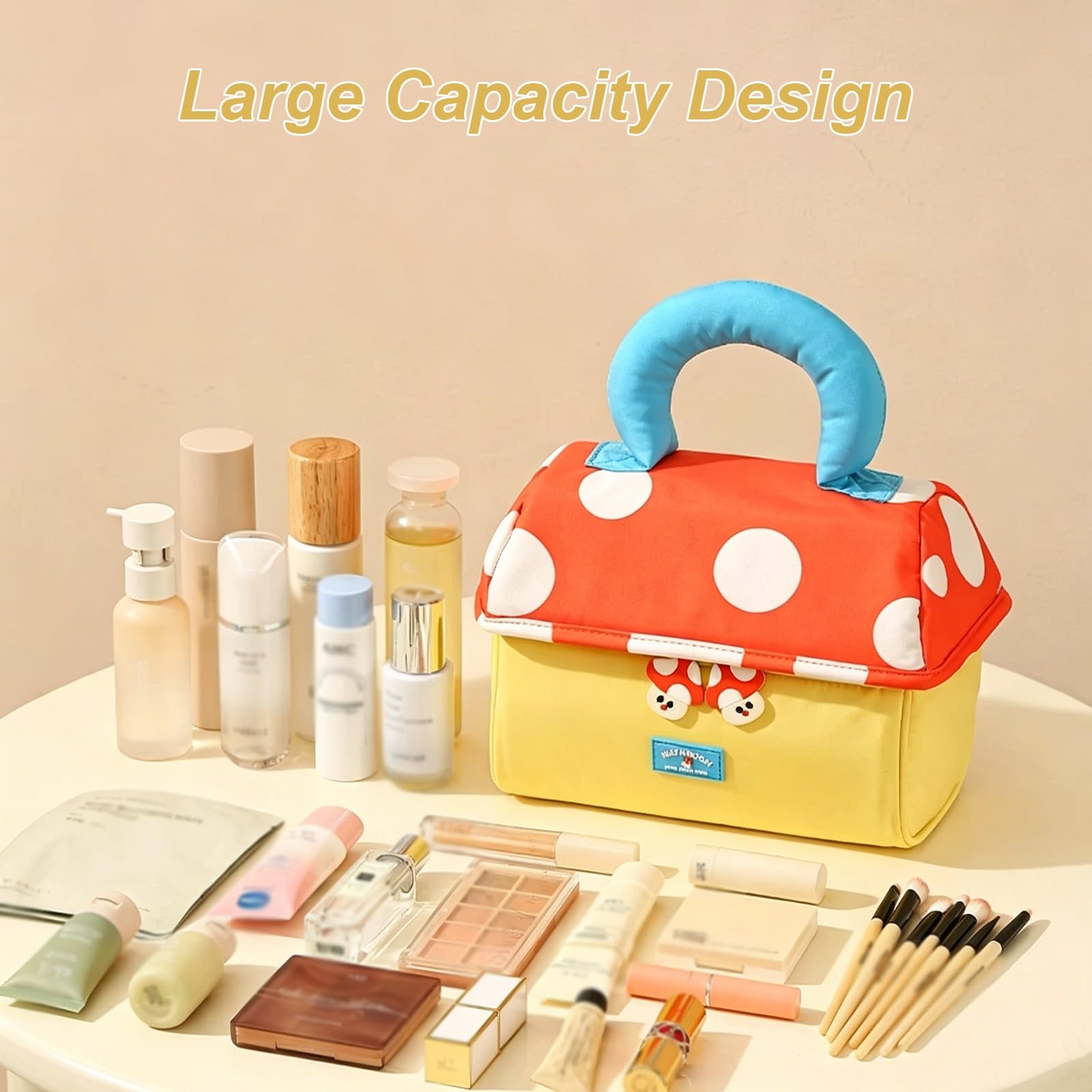 Beauty Case da Viaggio, Trucco Portatili per Vacanze in Viaggio, Scomparti Organizzati per Evitare Il Disordine, Affascinante Design Ispirato ai Funghi, Elegante e Unico