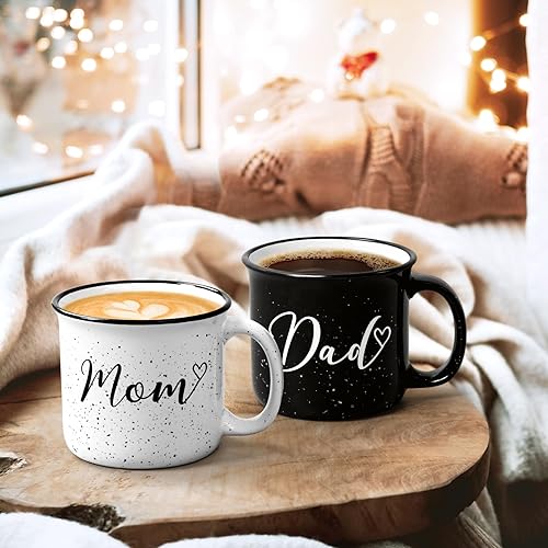 Miniatura 4 de YHRJWN Juego de tazas para padres nuevos, regalos para mamá y papá para parejas, perfecto para el día de la madre, día del padre y Navidad, 15 onzas