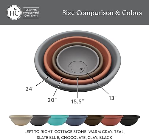 Miniatura 8 de The HC Companies Maceta de jardín de 15.5 pulgadas, maceta poco profunda con tapón de drenaje para flores de interior y exterior, hierbas, chocolate