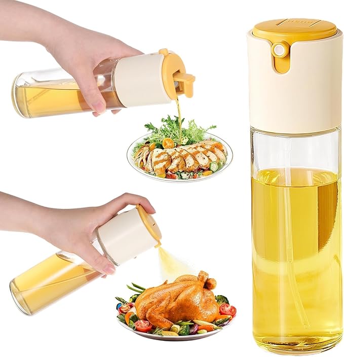 300ML Olive Oil Spray Bottle – 2-in-1 Mist & Pour Dispenser for Cooking, BBQ, Air Fryer, Baking & Kitchen Use | Multipurpose Oil & Vinegar Bottle