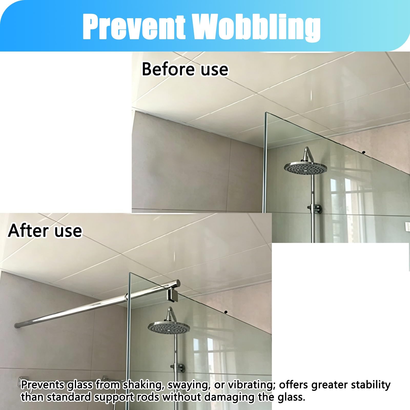 LZMZMQ Barra de Soporte de Vidrio Refuerzo para Panel De Vidrio De Ducha, Barra De Soporte para Puerta De Vidrio De Baño, Varilla De Soporte para Vidrio(1pcs,#C 80-100cm/31.5-39.3in)