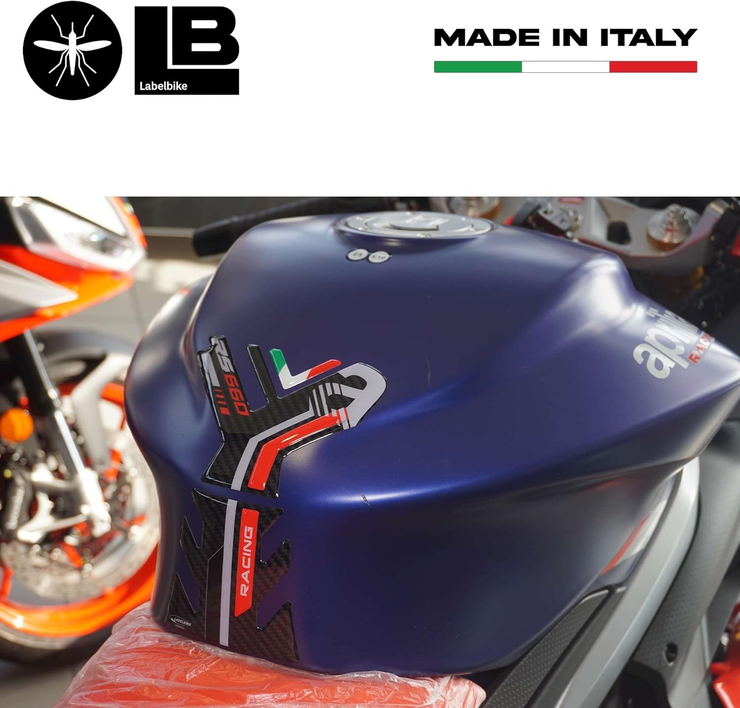 labelbike - 3D Sticker Motorcycle Fuel Tank Pad Protection and Decoration in Resin Compatible with Aprilia RS 660 2020-2025 Red