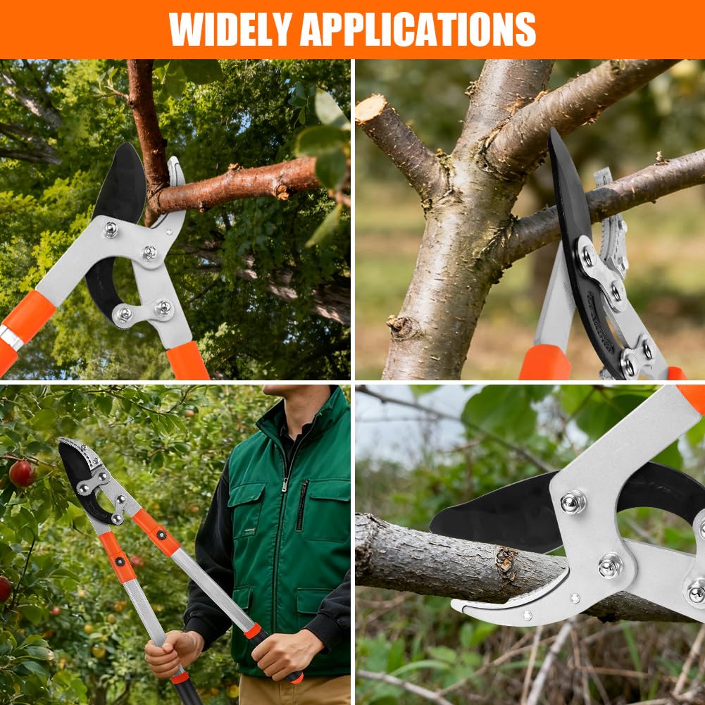 Teleskop Astschere, 69-107cm Astschere, Gartenschere mit Scharfe SK5-legierter Klinge, Maximale Öffnung 100mm, Baumschere Teleskop, Professionelle Gartengeräte Heckenschere für Dicke Äste