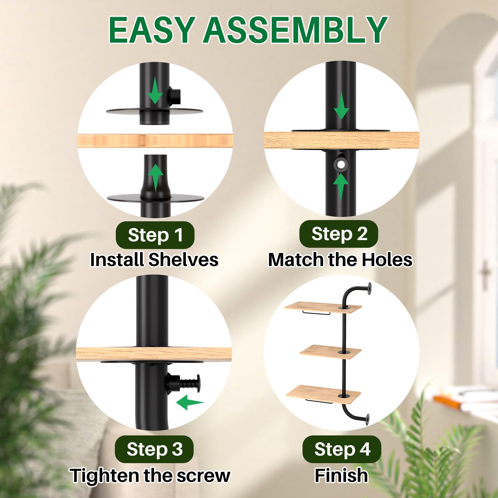 Estantes para plantas de ventana, estante giratorio para ventana, estante para plantas colgantes de interior montado en la pared (3 niveles) 6