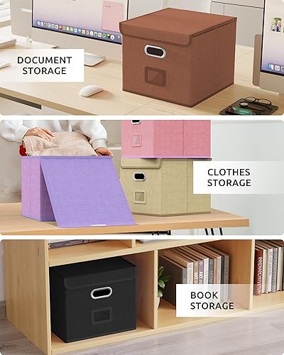 Vista 21 de Oterri Paquete de 2 cajas organizadoras de archivos, caja de archivos, archivador pequeño para carpetas de cartas, caja de archivos portátil azul