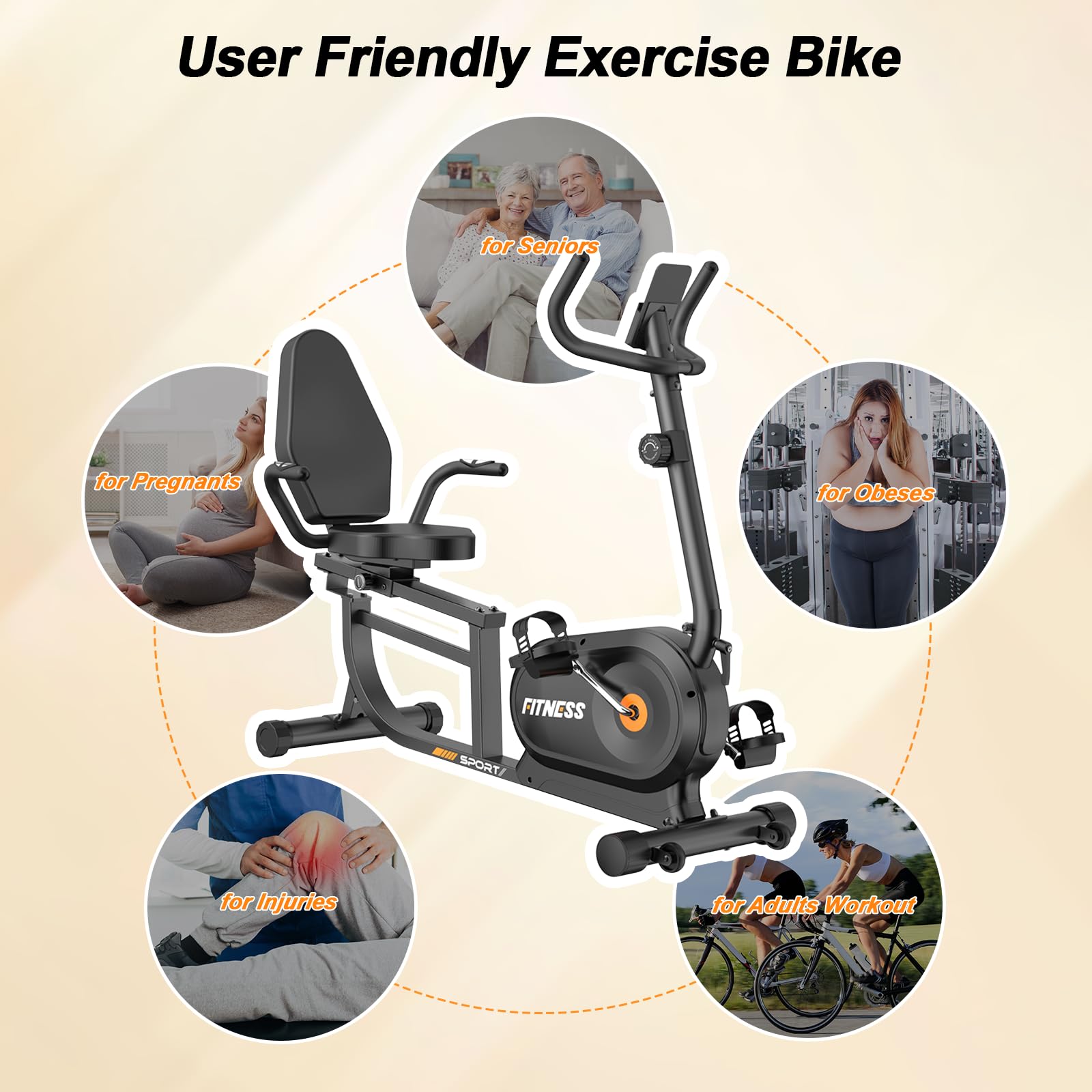 Dskeuzeew Liegeergometer für Zuhause mit verstellbaren Widerstandsstufen ergometer heimtrainer LCD-Display, Herzfrequenzsensoren und verstellbarer Rückenlehne 180 kg Belastbar