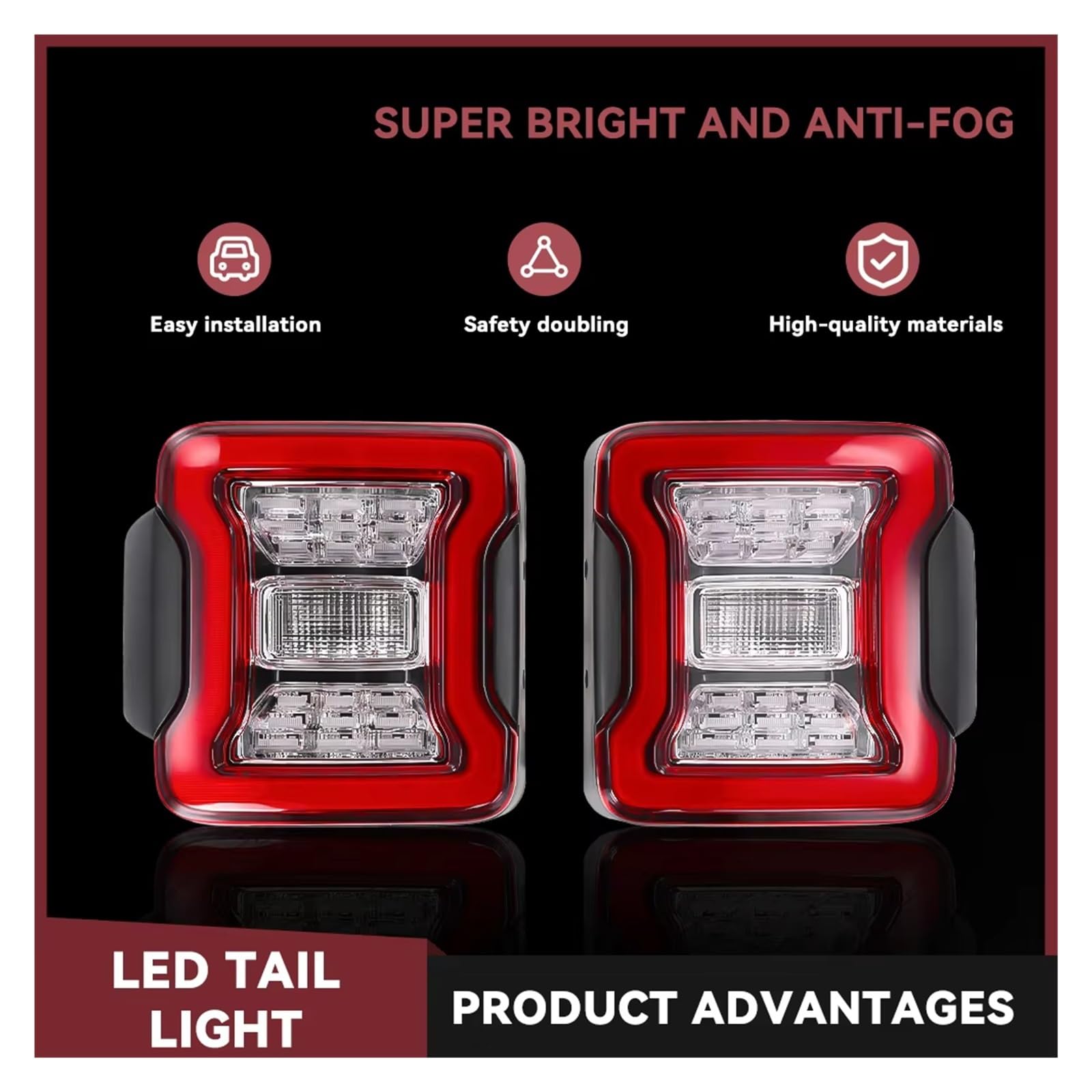 Faros Traseros Para Jeep Para Wrangler JK 2007-2018 Luces Traseras LED Luz Freno Circulación Diurna