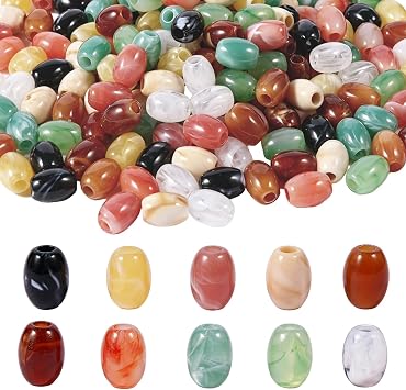 140pcs Barrel Macrame Large Hole Acrylic Beads 17mm*13mm Mix 10 Color for Craft Hole 5mm