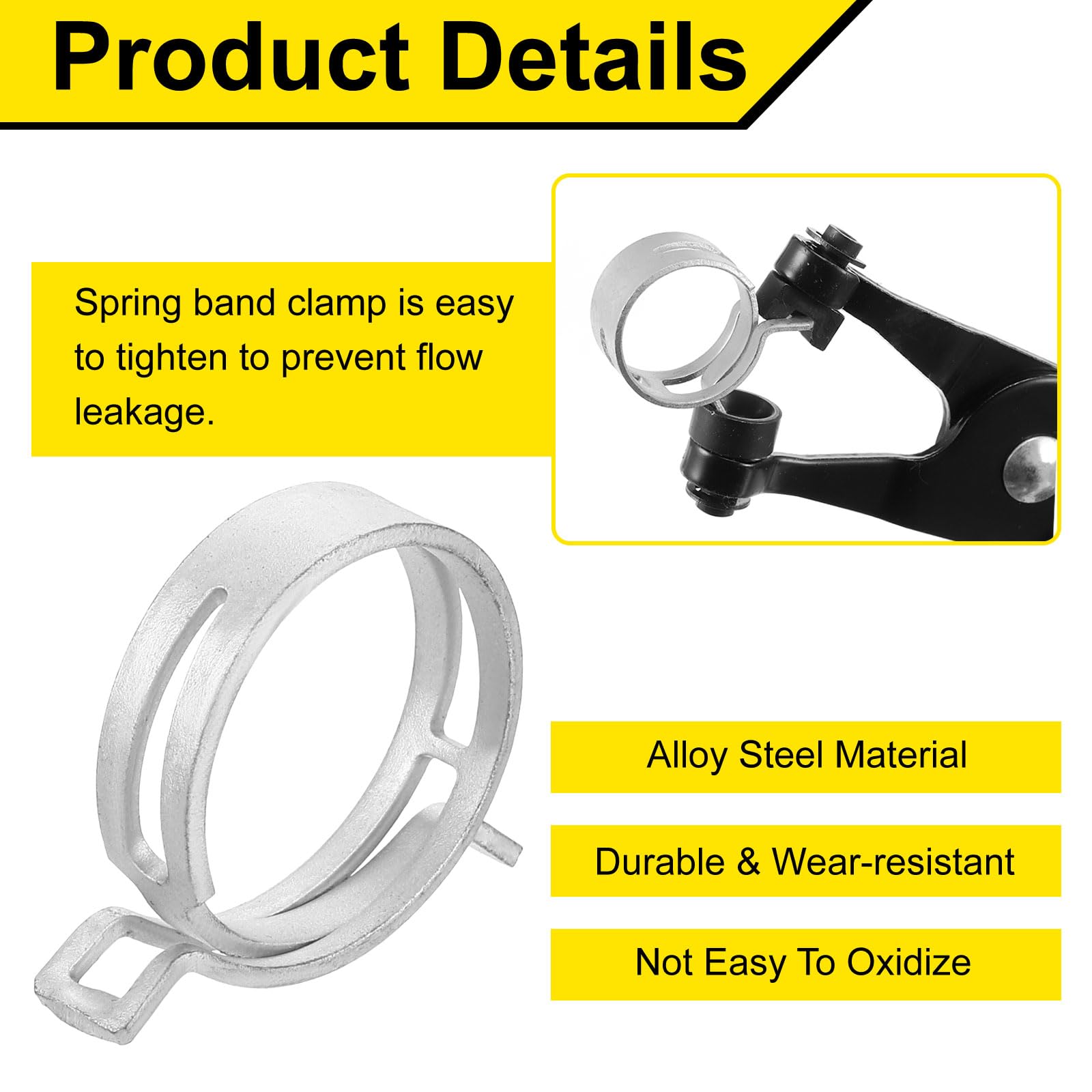 Sourcingmap 5Pcs Spring Band Type Action Fuel/Silicone Vacuum Hose Pipe Clamp - Image 3