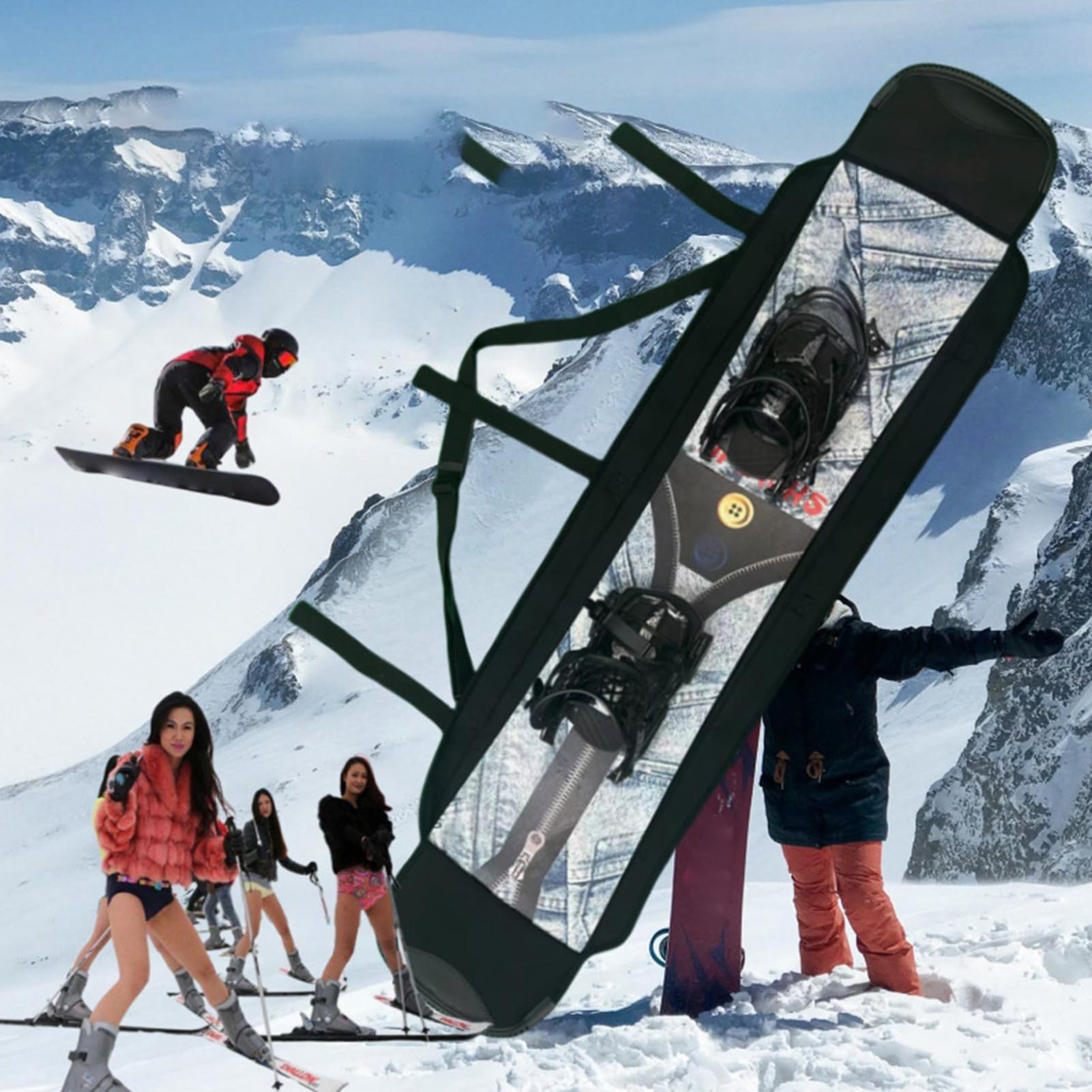 Custodia da sci – Custodia a rinforzo per snowboard,Borsa protettiva per attrezzature sportive portatile per adulti, uomini, donne, adolescenti, atleti, competizione, vacanze, viaggi invernali