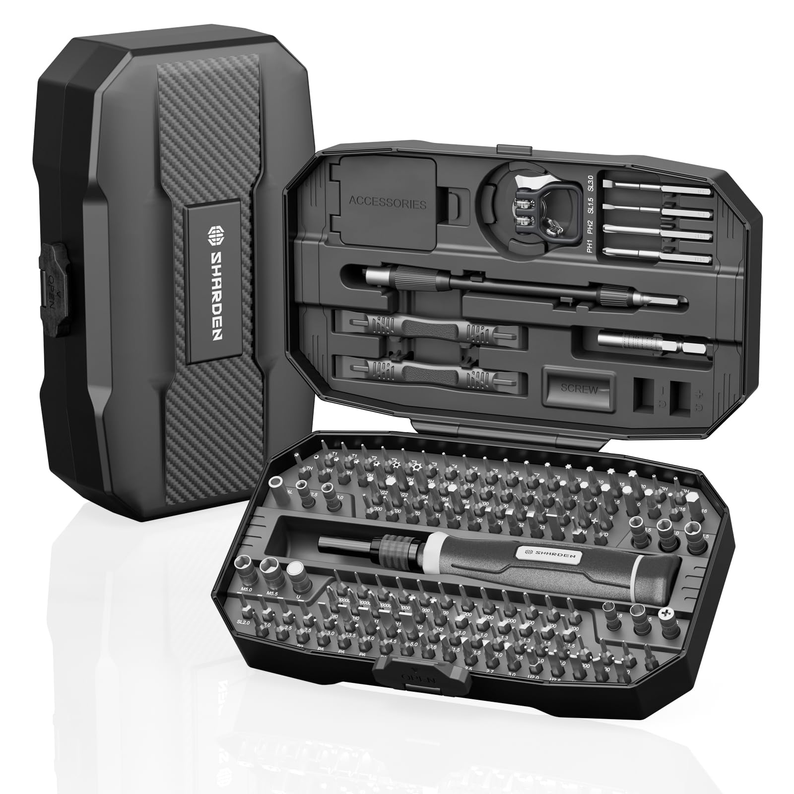 SHARDEN Juego de destornilladores de precisión 153 en 1, kit de destornilladores de computadora, kit de herramientas de reparación de laptop, juego de micro destornilladores magnéticos, kit de