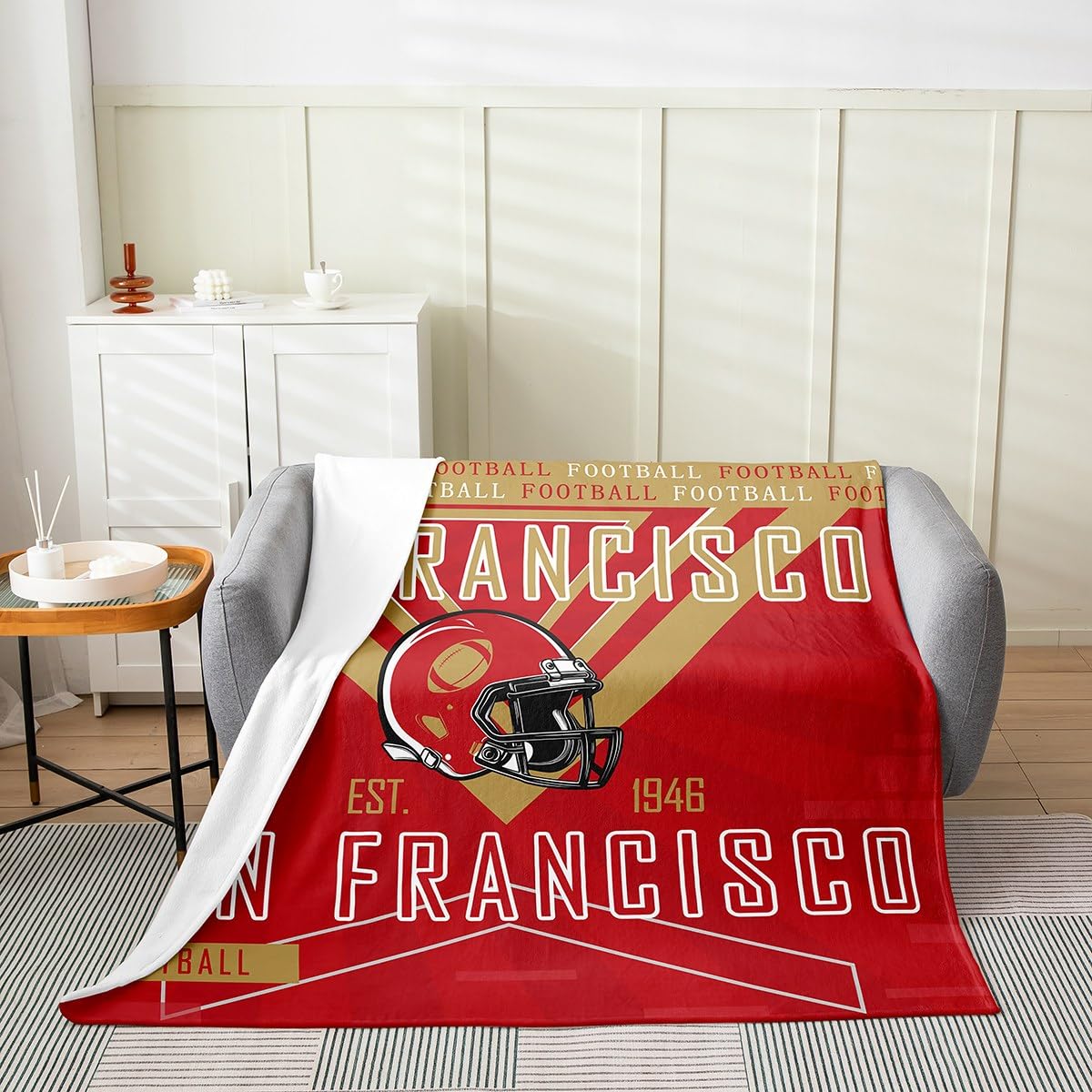 Feelyou Football Flannel Blanket Plush Fuzzy Boys Girls Throw 50"x60" Rugby Sports Fleece Throw Blanket Football City Room Decor