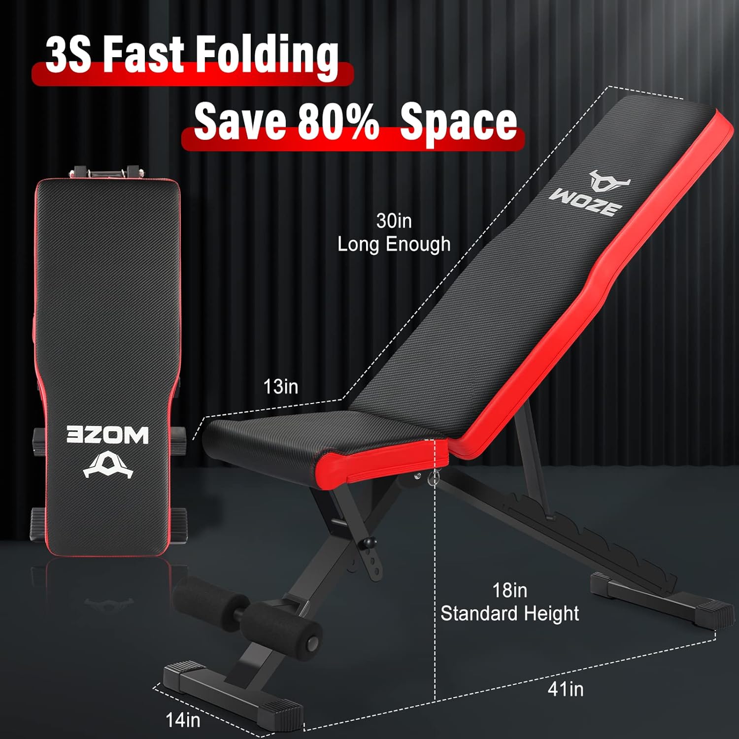 WOZE Adjustable Weight Bench, Full Body Multi-Purpose Workout Bench, Foldable Strength Training Incline Decline Bench for Home Gym - Newly Upgraded : Sports & Outdoors