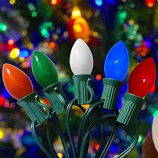 Wxuean 25Ft LED Christmas Lights Multicolor C7 Vintage Christmas Lights ...