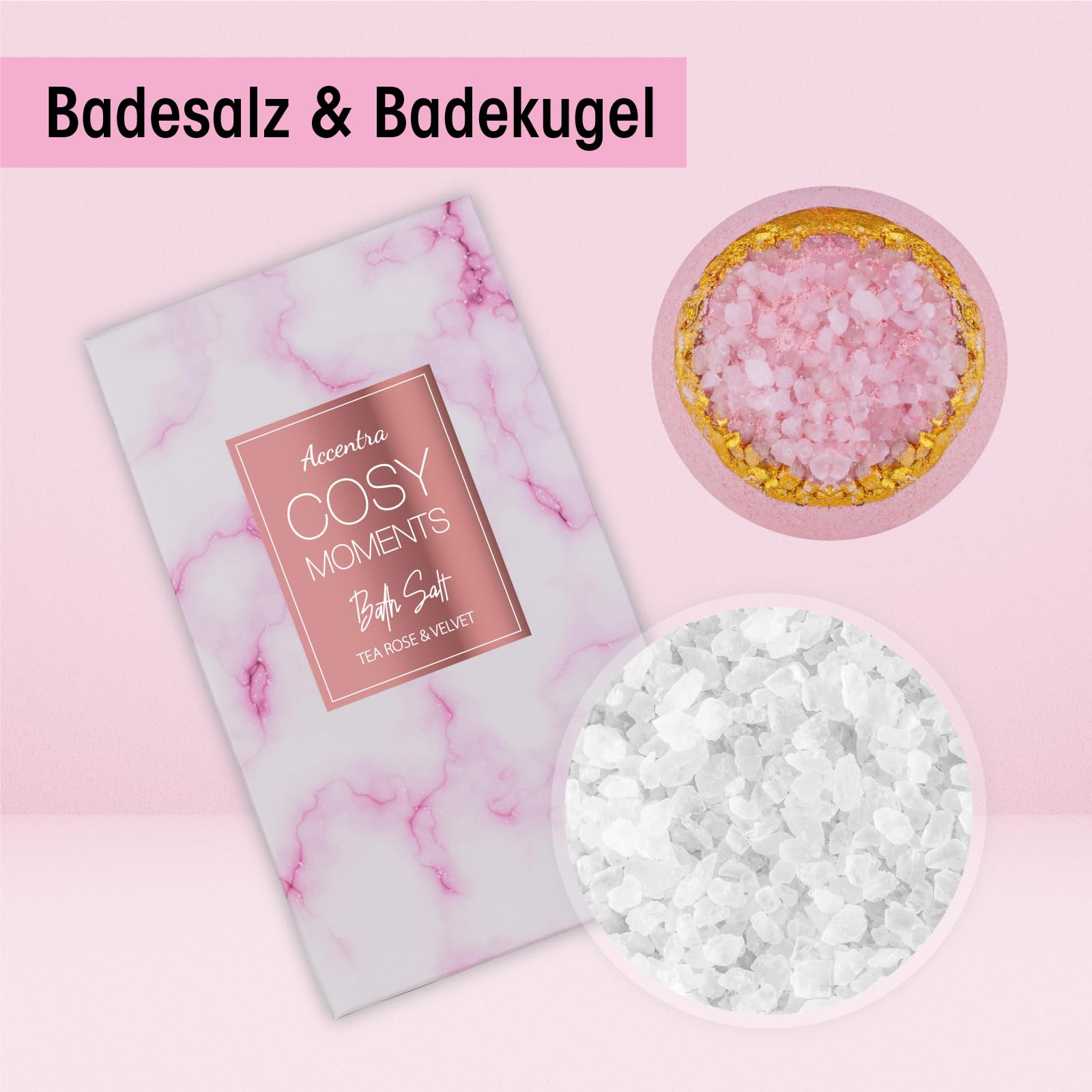 Accentra - COSY MOMENTS zestaw do kąpieli i prysznica w kolorze różowym – zestaw prezentowy do relaksu dla kobiet na urodziny lub Walentynki – 7-częściowy zestaw upominkowy i pielęgnacyjny z mini