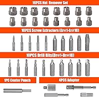 Vista 9 de Kit extractor de pernos de 41 piezas pequeño, herramienta extractora de pernos Ez Out con 5 adaptadores compatibles para tornillos pelados, tuercas