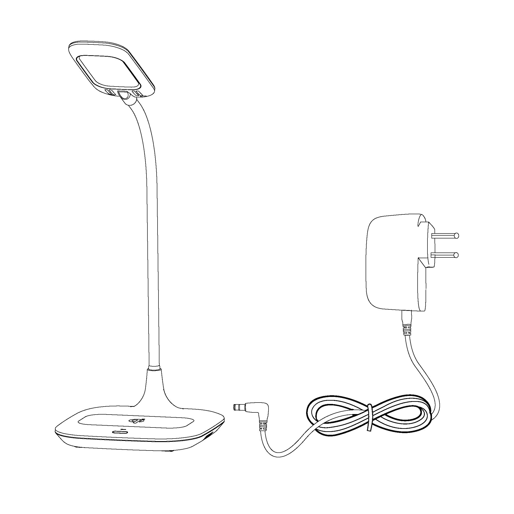 EGLO LED Tischlampe Masserie, 1 flammige Tischleuchte mit Touch | QI Ladestation, dimmbar, Schreibtischlampe, Minimalismus aus Kunststoff in Weiß