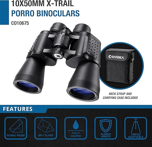 Miniatura 2 de Barska CO10675 X-Trail - Prismáticos porro gran angular de 12 x 50 para observación de aves, senderismo, deportes, eventos, teatro, etc., color negro