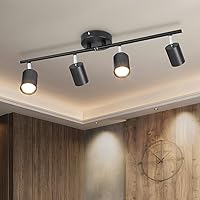 Vista 1 de Luminarias de Riel de Techo de 4 Luces, Foco LED de Techo Negro GU10, Kit de Luz de Riel Moderno para Cocina Pasillo Sala de Estar