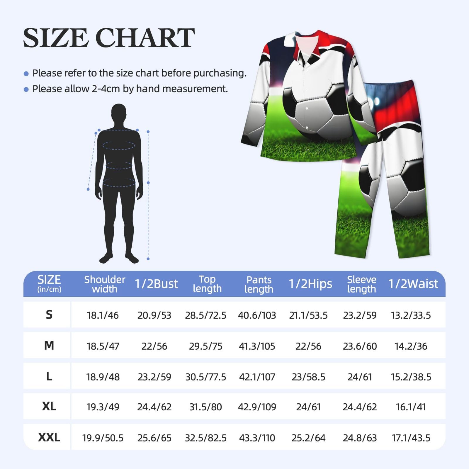 Conjunto de pijama de manga larga con estampado de balón deportivo de fútbol para hombre, ropa de dormir de dos piezas, ropa de dormir transpirable
